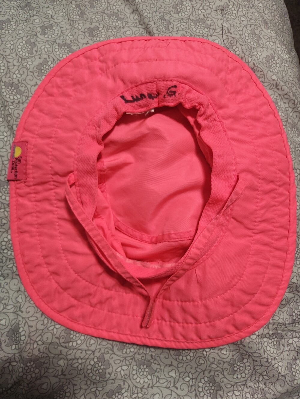 Sun Protection Zone Hot Neon Pink Floral Hibiscus Sun Swim Beach Hat Water Uv